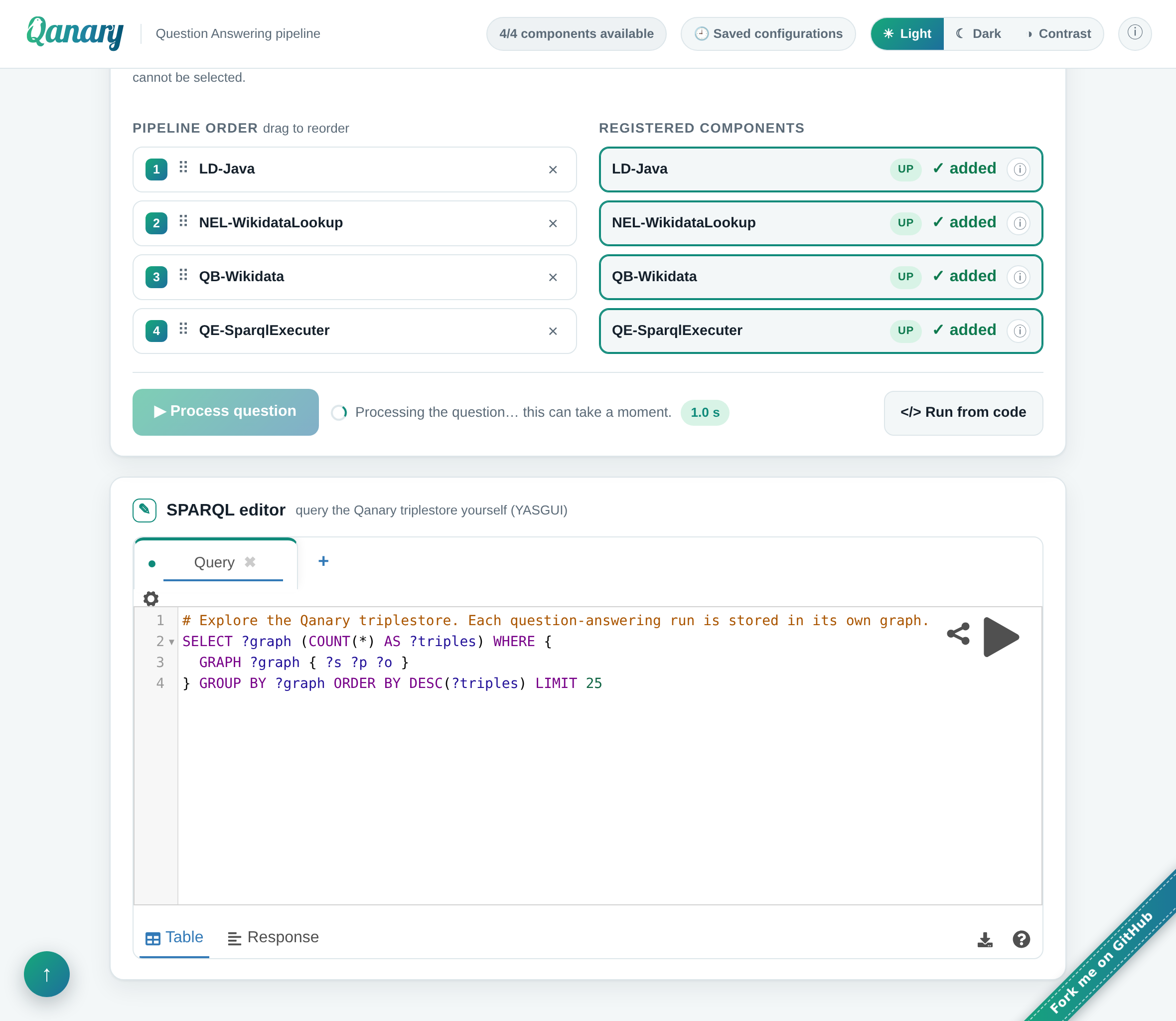 Pipeline running with live progress