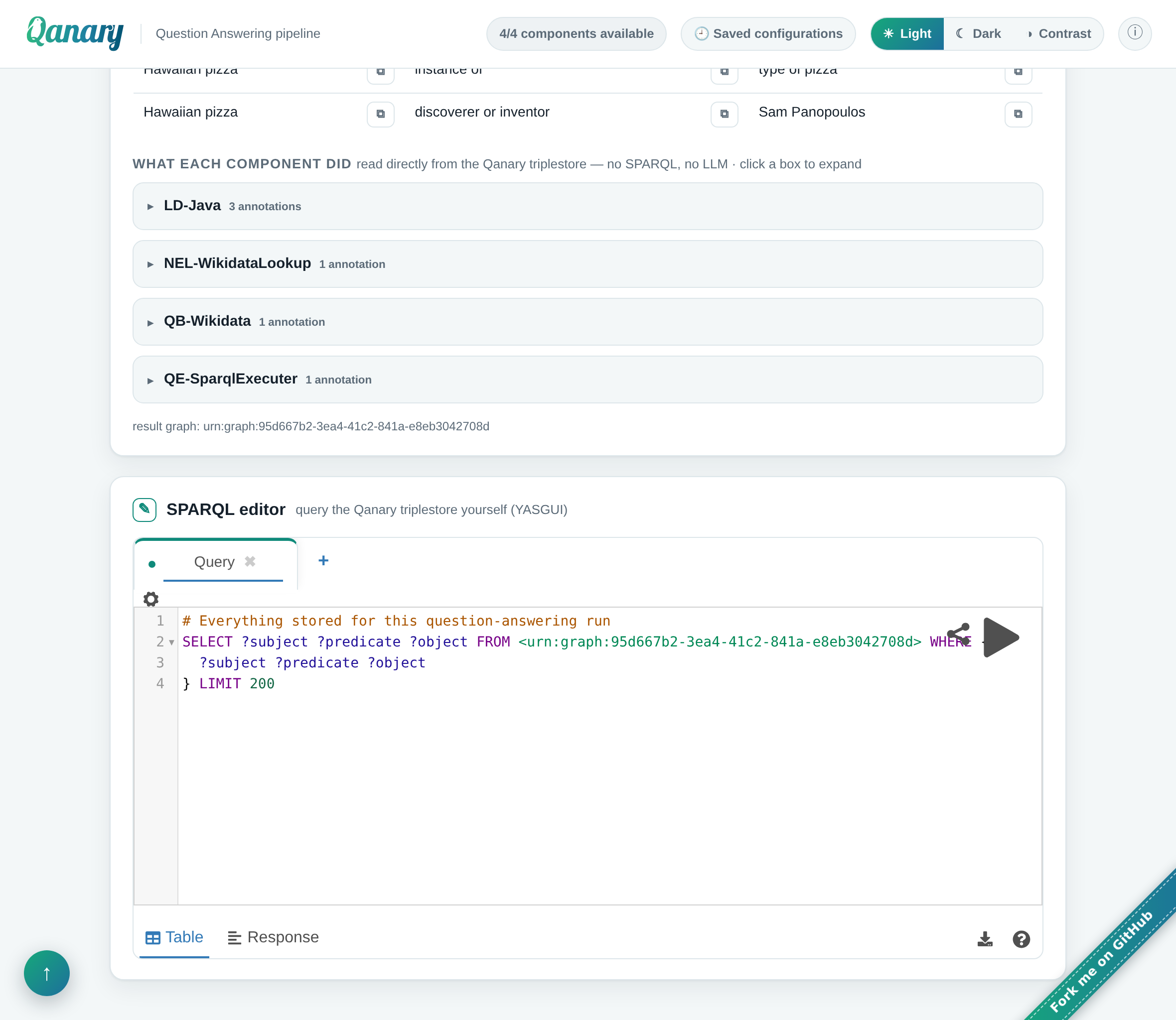 Embedded YASGUI SPARQL editor